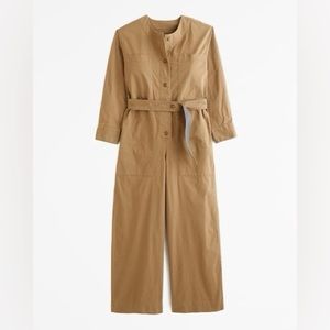 NWT Abercrombie & Fitch Long-Sleeve Tan Twill Jumpsuit XS
